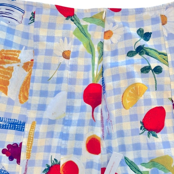 Lisa Says Gah Picnic Alfresco Basket Checker Fruit  Midi Skirt NWT Large - Picture 5 of 10